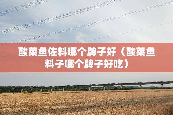 酸菜鱼佐料哪个牌子好（酸菜鱼料子哪个牌子好吃）