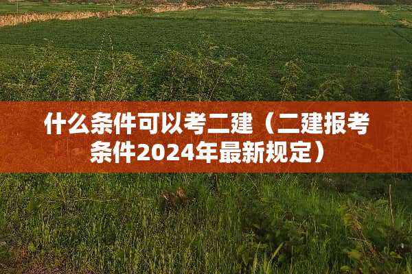 什么条件可以考二建（二建报考条件2024年最新规定）