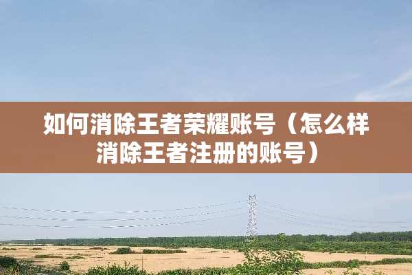 如何消除王者荣耀账号（怎么样消除王者注册的账号）