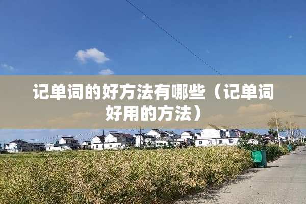 记单词的好方法有哪些（记单词好用的方法）