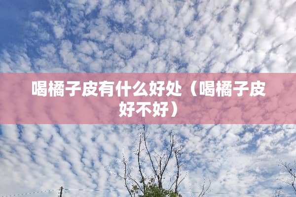 喝橘子皮有什么好处（喝橘子皮好不好）