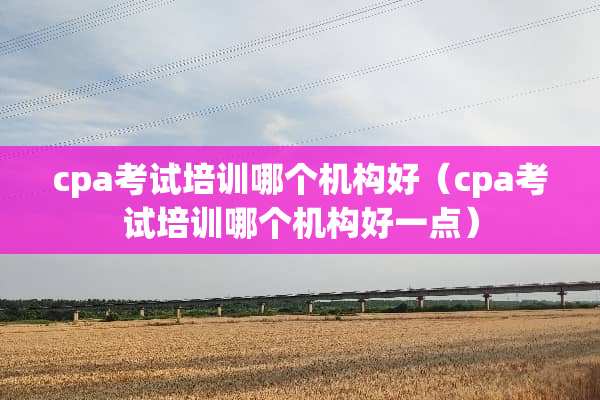 cpa考试培训哪个机构好（cpa考试培训哪个机构好一点）