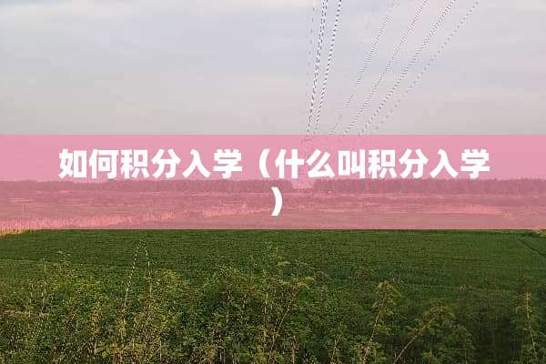 如何积分入学（什么叫积分入学）