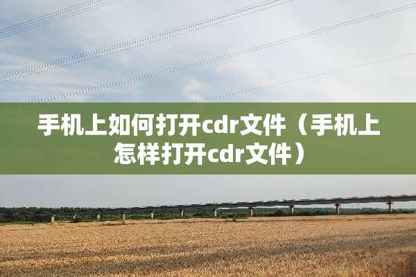 手机上如何打开cdr文件（手机上怎样打开cdr文件）