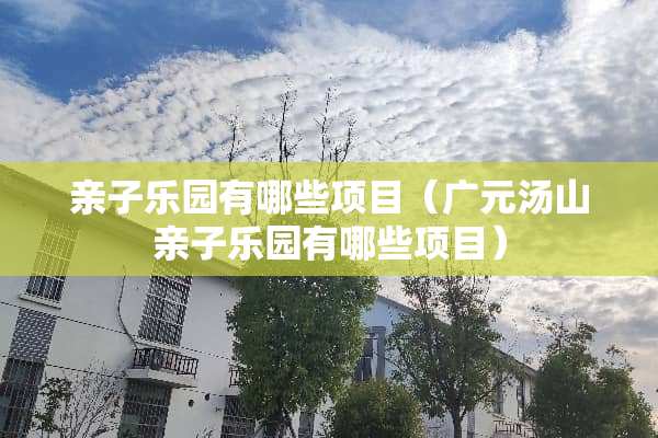 亲子乐园有哪些项目（广元汤山亲子乐园有哪些项目）
