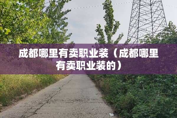 成都哪里有卖职业装（成都哪里有卖职业装的）