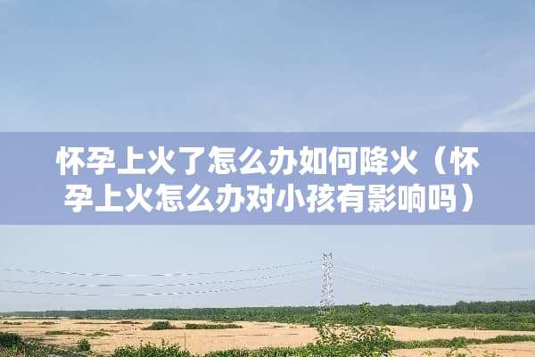怀孕上火了怎么办如何降火（怀孕上火怎么办对小孩有影响吗）