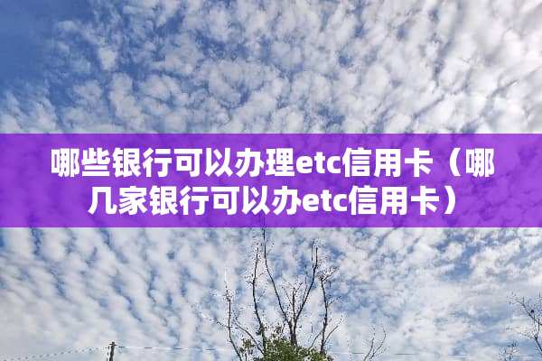 哪些银行可以办理etc***（哪几家银行可以办etc***）
