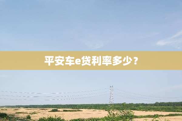 平安车e贷利率多少？