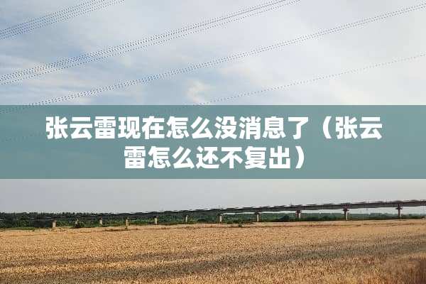 张云雷现在怎么没消息了（张云雷怎么还不复出）
