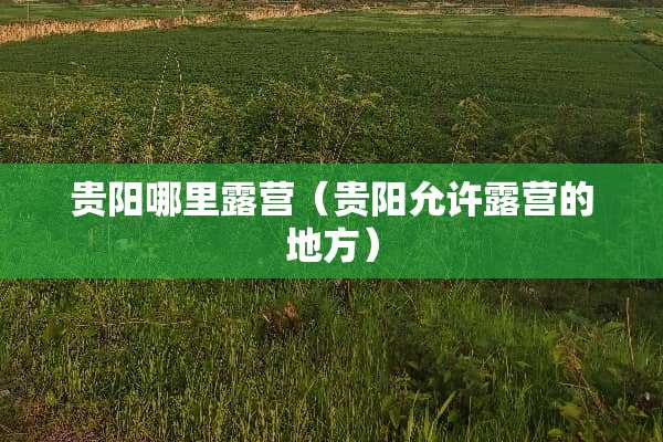 贵阳哪里露营（贵阳允许露营的地方）