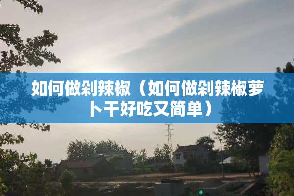 如何做剁辣椒（如何做剁辣椒萝卜干好吃又简单）