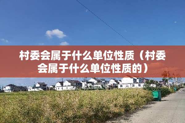 村委会属于什么单位性质（村委会属于什么单位性质的）