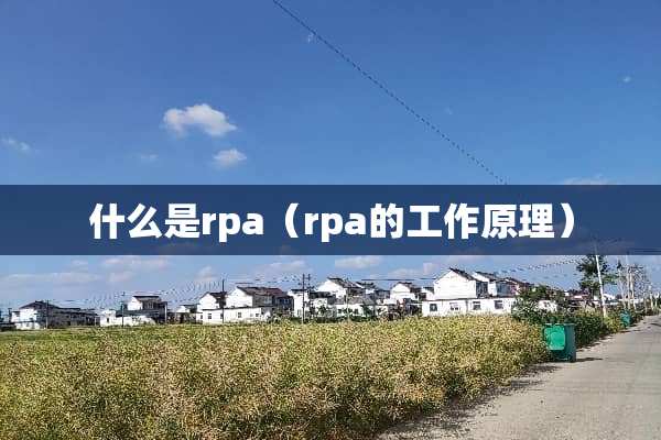 什么是rpa（rpa的工作原理）