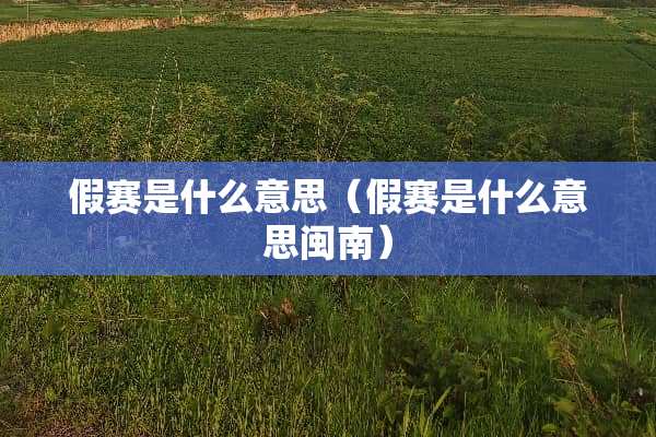 假赛是什么意思（假赛是什么意思闽南）