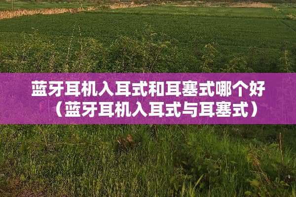 蓝牙耳机入耳式和耳塞式哪个好（蓝牙耳机入耳式与耳塞式）