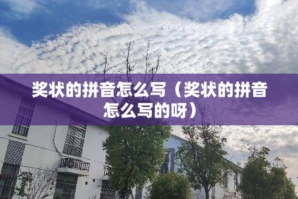 奖状的拼音怎么写（奖状的拼音怎么写的呀）