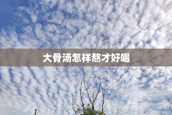 大骨汤怎样熬才好喝