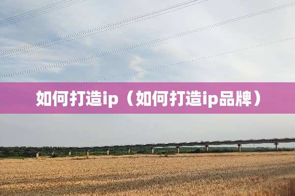 如何打造ip（如何打造ip品牌）