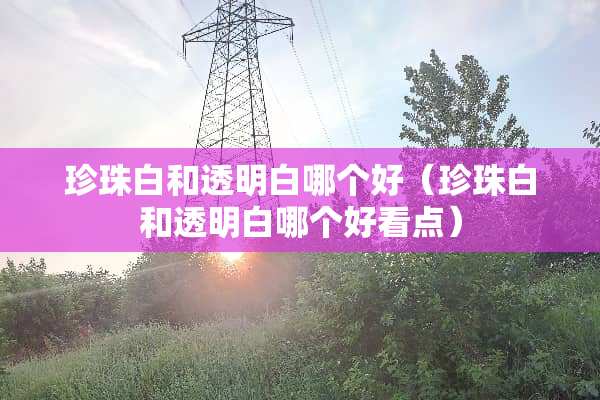 珍珠白和透明白哪个好（珍珠白和透明白哪个好看点）