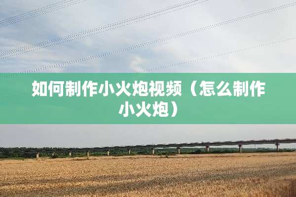 如何制作小火*视频（怎么制作小火*）