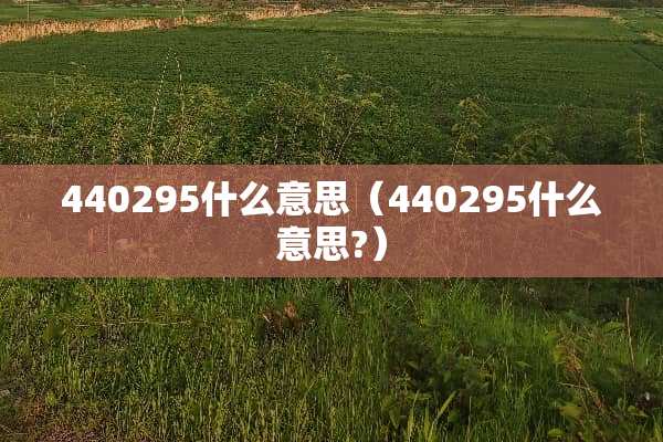 440295什么意思（440295什么意思?）