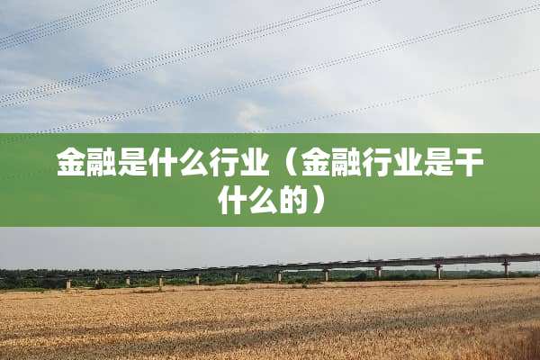 金融是什么行业（金融行业是干什么的）