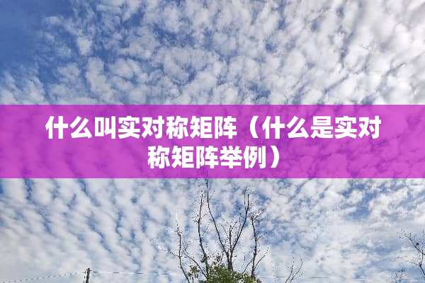 什么叫实对称矩阵（什么是实对称矩阵举例）