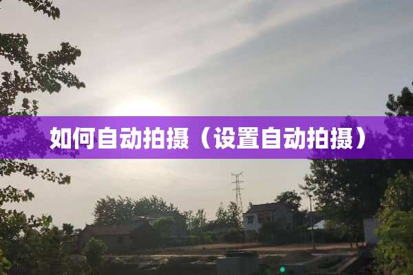 如何自动拍摄（设置自动拍摄）