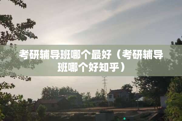 考研辅导班哪个最好（考研辅导班哪个好知乎）