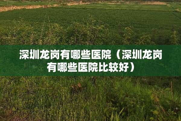 深圳龙岗有哪些医院（深圳龙岗有哪些医院比较好）