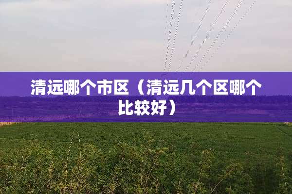 清远哪个市区（清远几个区哪个比较好）