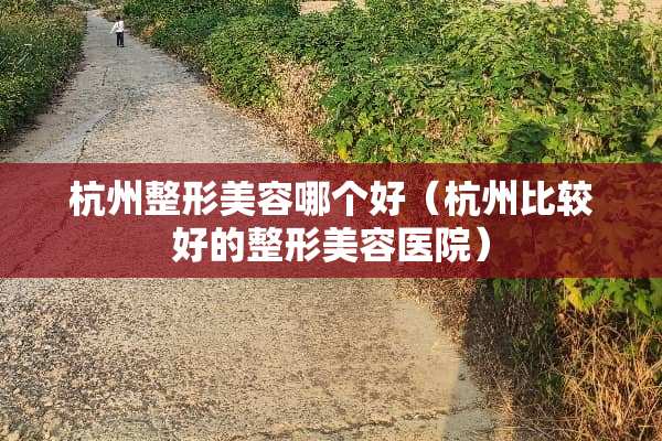 杭州整形美容哪个好（杭州比较好的整形美容医院）