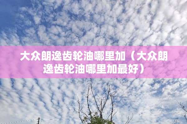 大众朗逸齿轮油哪里加（大众朗逸齿轮油哪里加最好）