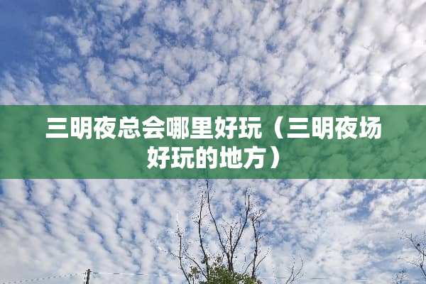 三明夜总会哪里好玩（三明夜场好玩的地方）