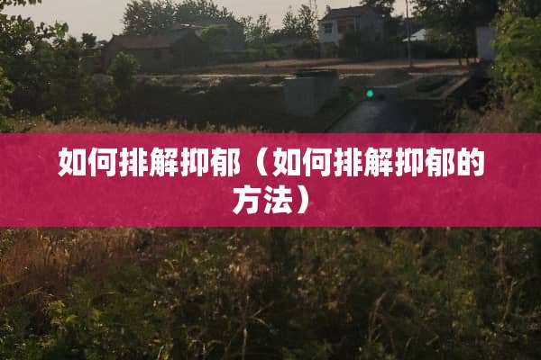 如何排解抑郁（如何排解抑郁的方法）