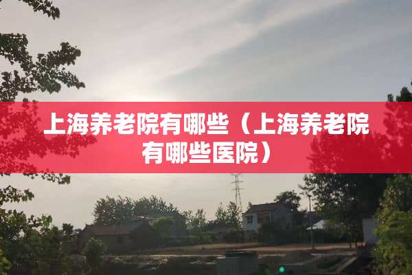 上海养老院有哪些（上海养老院有哪些医院）