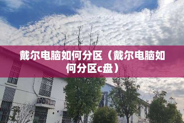 戴尔电脑如何分区（戴尔电脑如何分区c盘）