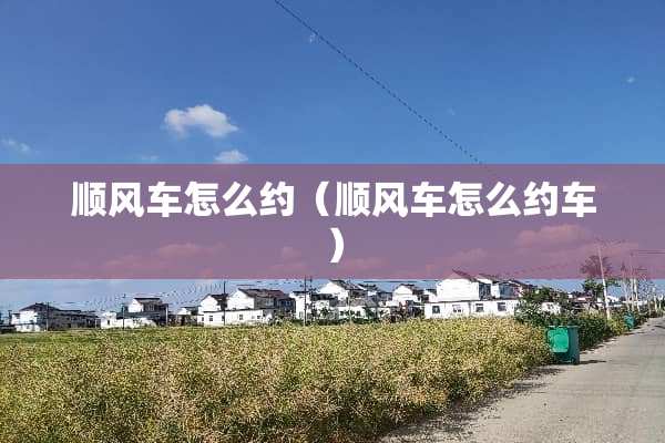 顺风车怎么约（顺风车怎么约车）