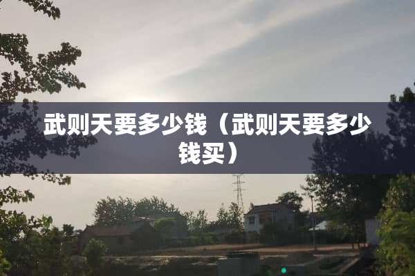 武则天要多少钱（武则天要多少钱买）