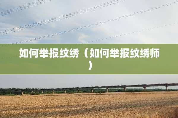 如何举报纹绣（如何举报纹绣师）