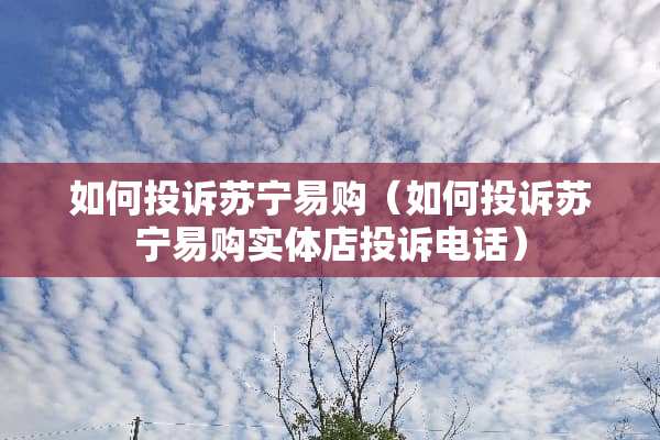 如何投诉苏宁易购（如何投诉苏宁易购实体店投诉电话）