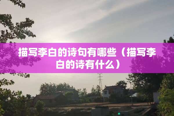 描写李白的诗句有哪些（描写李白的诗有什么）