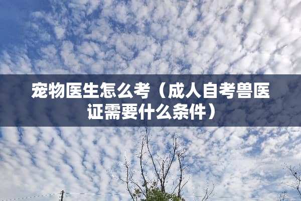 宠物医生怎么考（**自考兽医证需要什么条件）