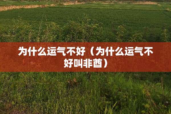 为什么运气不好（为什么运气不好叫非酋）