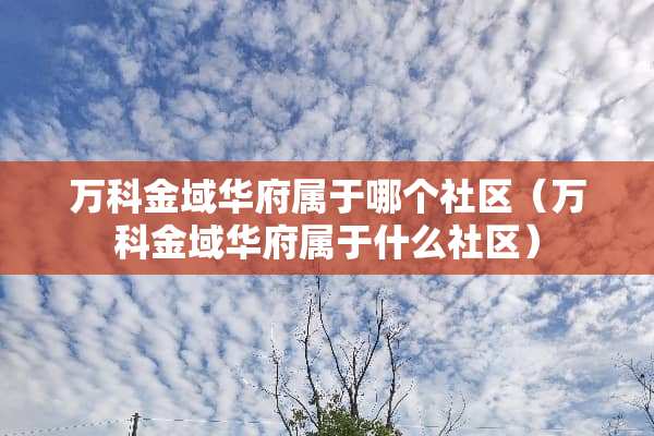 万科金域华府属于哪个社区（万科金域华府属于什么社区）