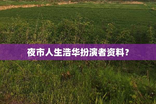 夜市人生浩华扮演者资料？