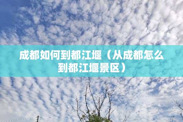 成都如何到都江堰（从成都怎么到都江堰景区）