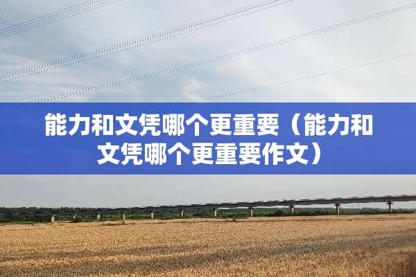 能力和文凭哪个更重要（能力和文凭哪个更重要作文）