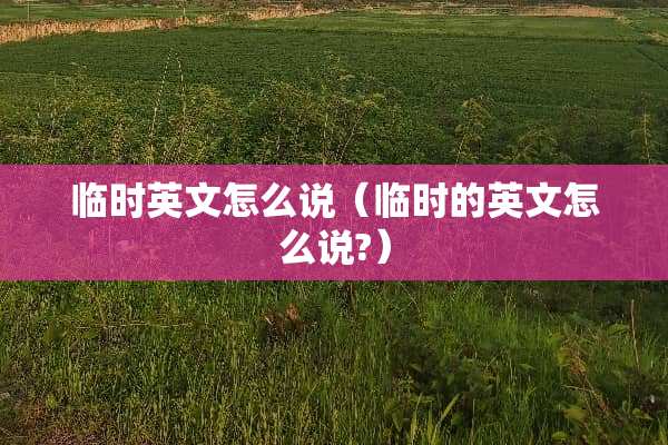 临时英文怎么说（临时的英文怎么说?）